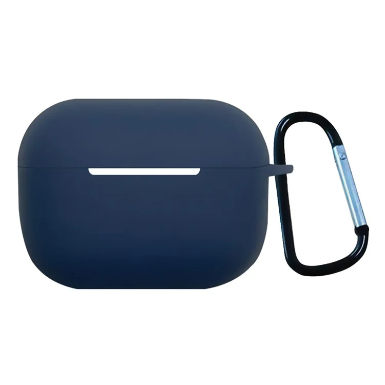 For AirPods Pro 2 Shockproof Bluetooth-Compatible Earphones Case 2.2mm Soft Silicone Cover with Buckle  - Midnight Blue