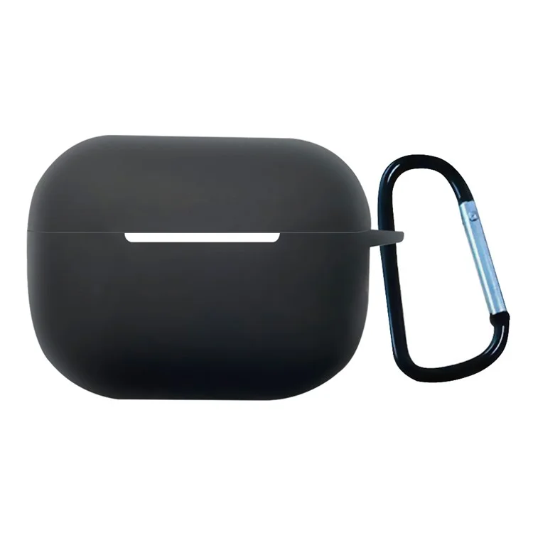 For AirPods Pro 2 Shockproof Bluetooth-Compatible Earphones Case 2.2mm Soft Silicone Cover with Buckle  - Black