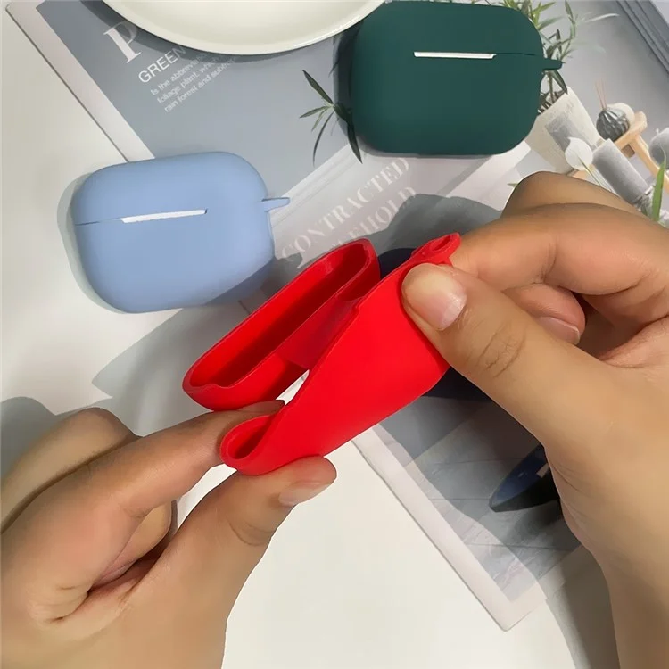 For AirPods Pro 2 Shockproof Bluetooth-Compatible Earphones Case 2.2mm Soft Silicone Cover with Buckle  - Black