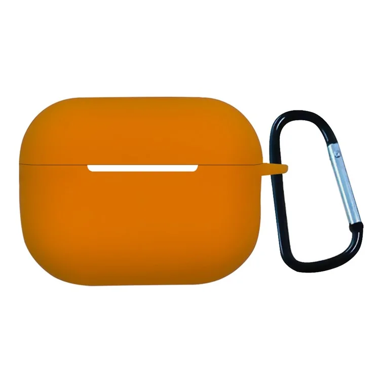 For AirPods Pro 2 Shockproof Bluetooth-Compatible Earphones Case 2.2mm Soft Silicone Cover with Buckle  - Orange