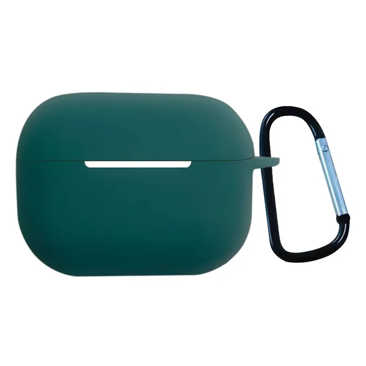 Para AirPods Pro 2 1.3mm Soft Silicone Bluetooth Earphones Protective Case Anti-Fall Cover with Anti-Lost Buckle - Midnight Green