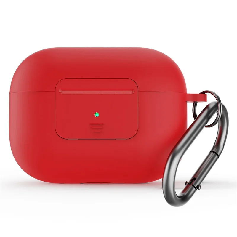 For AirPods Pro 2 Bluetooth-compatible Earphone Protective Case Lock Buckle Design Silicone+PC Anti-drop Cover - Red