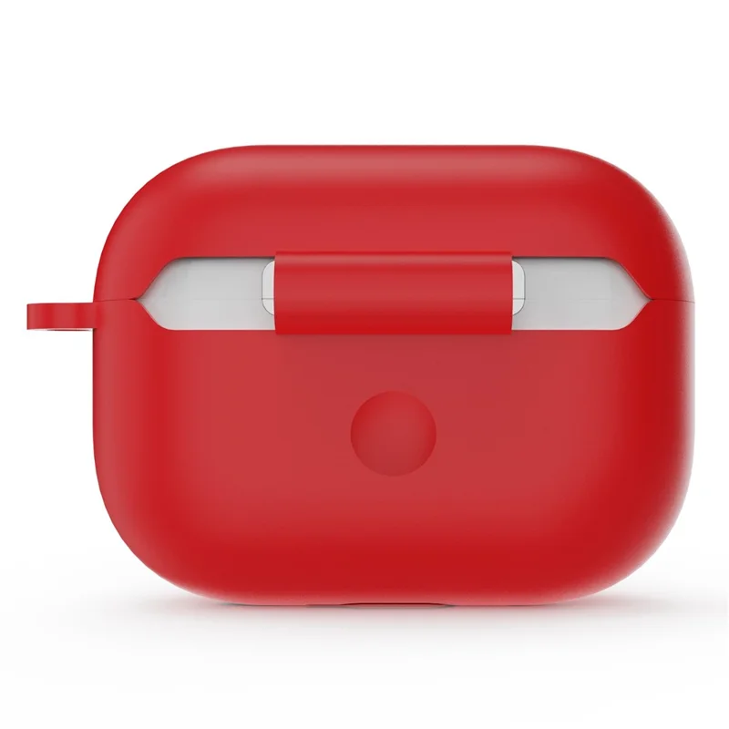 For AirPods Pro 2 Bluetooth-compatible Earphone Protective Case Lock Buckle Design Silicone+PC Anti-drop Cover - Red