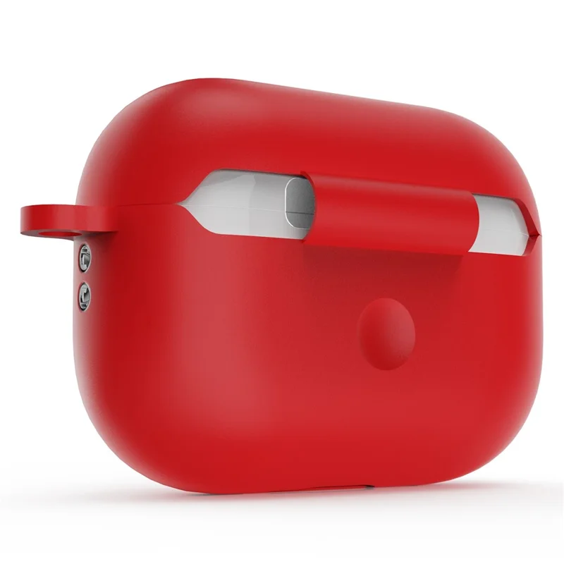 For AirPods Pro 2 Bluetooth-compatible Earphone Protective Case Lock Buckle Design Silicone+PC Anti-drop Cover - Red