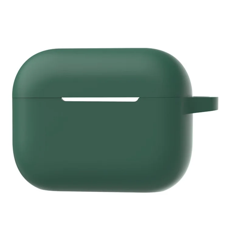 A1 Для AirPods Pro 2 Силиконовый Защитный Корпус Bluetooth Wearphone Flat Low Bottom Antyplop Cover с Кольцевой Пряжкой - Темно-зеленый