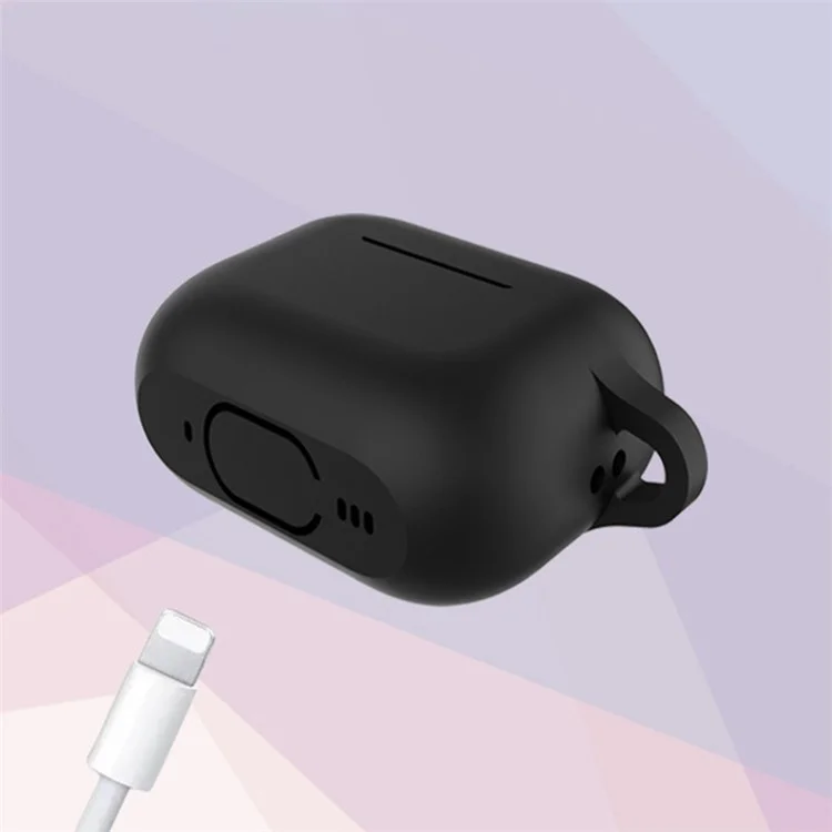 A1 Для AirPods Pro 2 Силиконовый Защитный Корпус Bluetooth Wearphone Flat Low Bottom Antyplop Cover с Кольцевой Пряжкой - Темно-зеленый