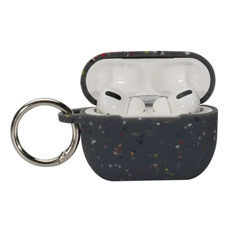 For Apple AirPods Pro Case Cover Bluetooth-compatible Earbuds Anti-Drop Case Degradable TPU Protective Cover with Buckle - Black
