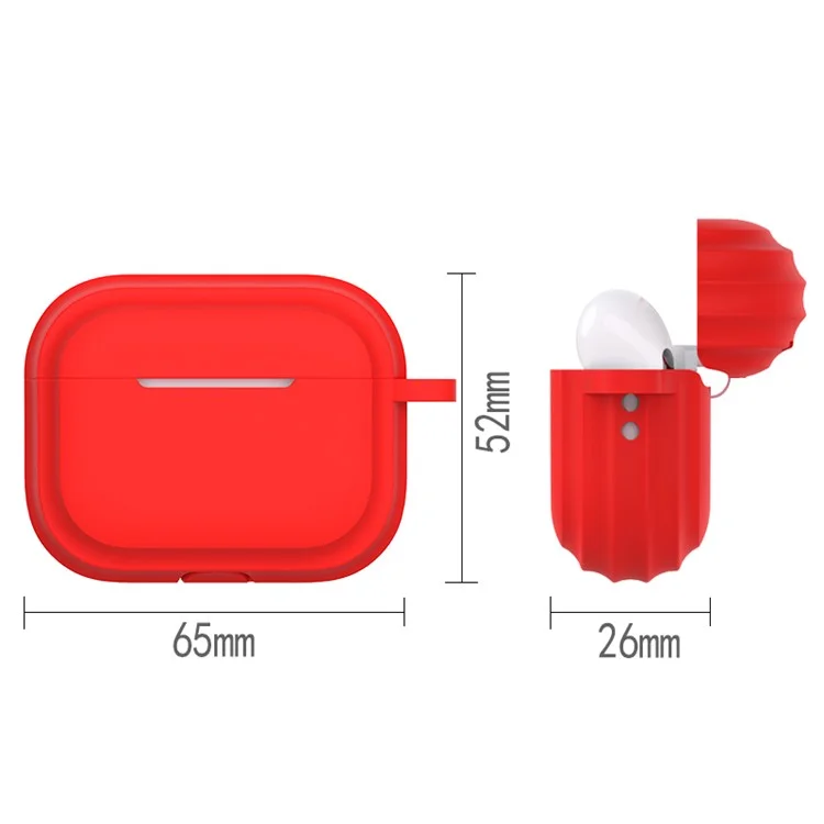 Para AirPods Pro 2 Soft Silicone Skin Cover Protecção Completa Ear Fones de Ouvido Caixa Portátil Com Gancho de Chaveiro - Vermelho