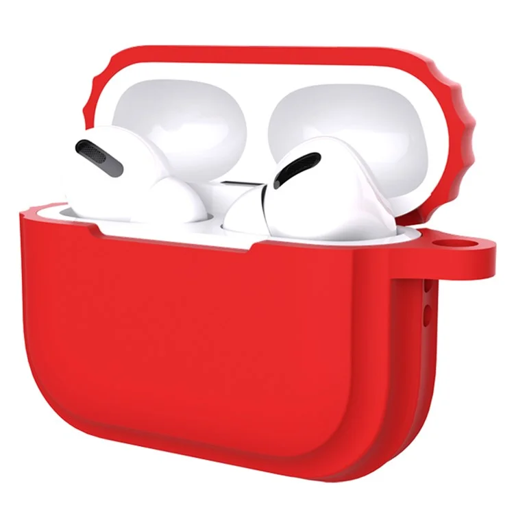 Para AirPods Pro 2 Soft Silicone Skin Cover Protecção Completa Ear Fones de Ouvido Caixa Portátil Com Gancho de Chaveiro - Vermelho