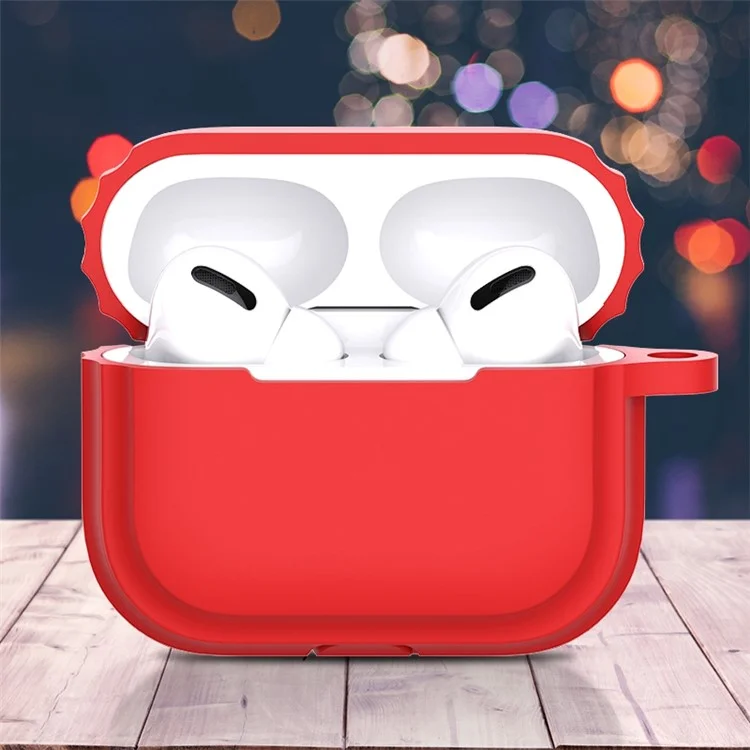Para AirPods Pro 2 Soft Silicone Skin Cover Protecção Completa Ear Fones de Ouvido Caixa Portátil Com Gancho de Chaveiro - Vermelho