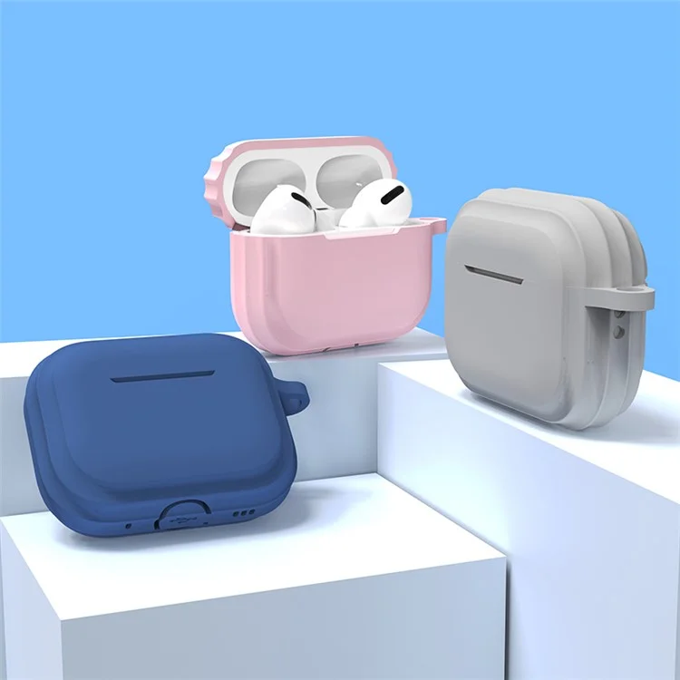 Para AirPods Pro 2 Soft Silicone Skin Cover Protecção Completa Ear Fones de Ouvido Caixa Portátil Com Gancho de Chaveiro - Vermelho