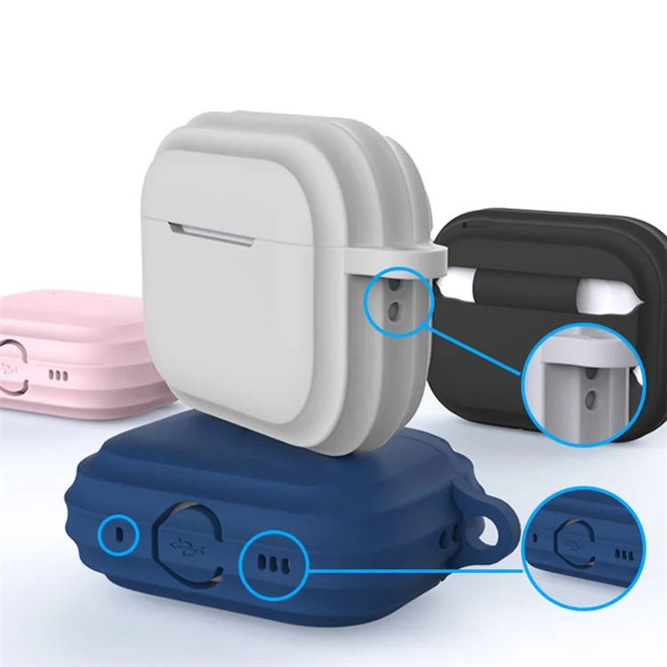 Para AirPods Pro 2 Soft Silicone Skin Cover Protecção Completa Ear Fones de Ouvido Caixa Portátil Com Gancho de Chaveiro - Vermelho