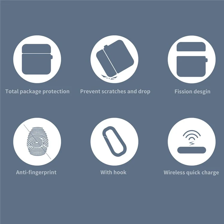Para AirPods Pro (primera Generación) Textura de Fibra de Carbono Caso TPU Protección Completa Auriculares de Ajuste Delgado Con Llavero - Gris