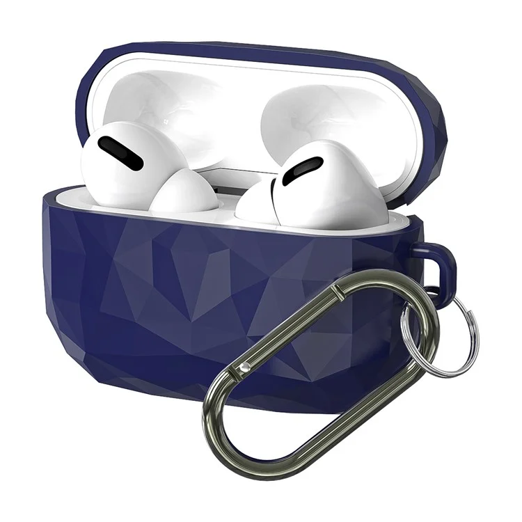 Für Apple Airpods Pro (1. Generation) Bluetooth Earphone Protective Case Rhombische Textur Anti-drop-tpu-abdeckung Mit Anti-verlorener Schnalle - Grau