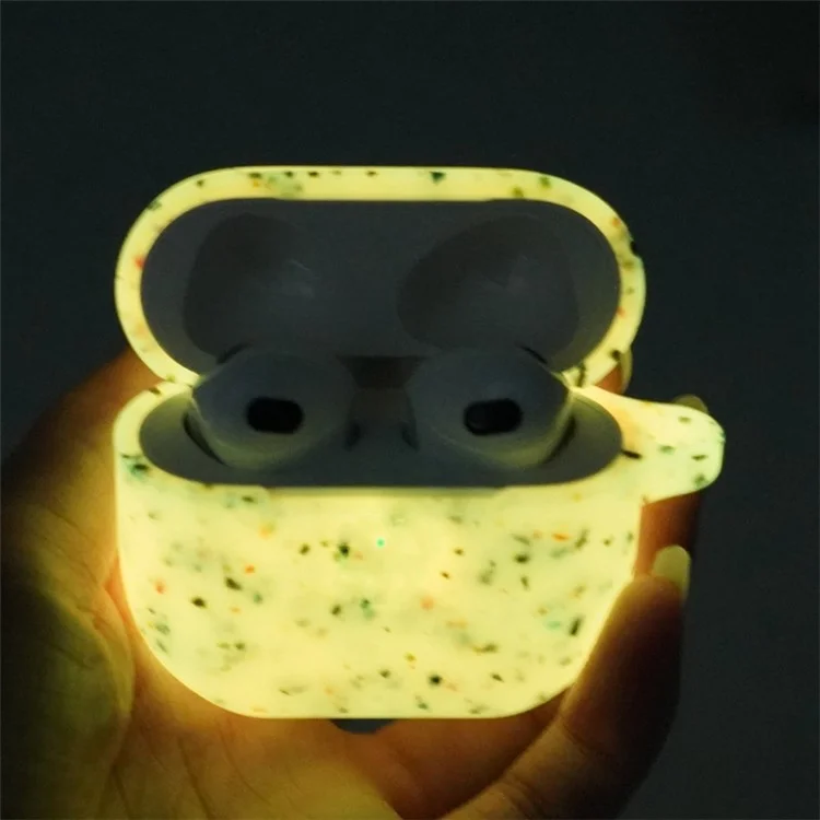 Protective Case for Apple AirPods 3 Case Cover Luminous Degradable TPU Earbuds Cover with Buckle - White