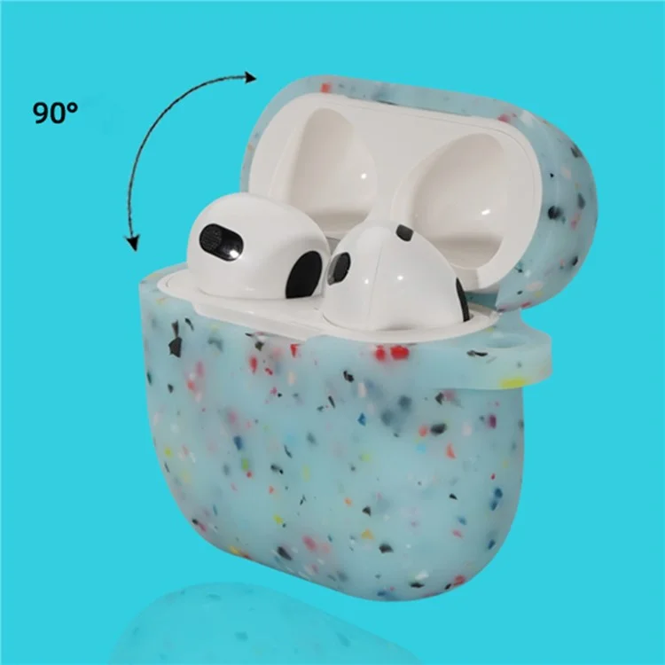 Protective Case for Apple AirPods 3 Case Cover Luminous Degradable TPU Earbuds Cover with Buckle - White