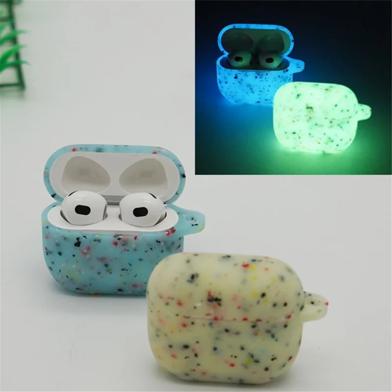 Protective Case for Apple AirPods 3 Case Cover Luminous Degradable TPU Earbuds Cover with Buckle - Orange