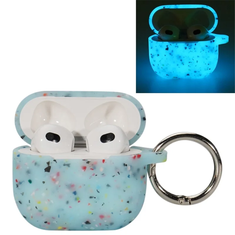 Protective Case for Apple AirPods 3 Case Cover Luminous Degradable TPU Earbuds Cover with Buckle - Blue