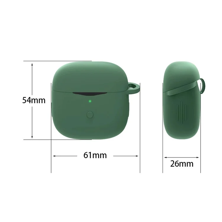 Anti-shock Protection Case for SoundPEATS Air3 Earphone Charging Box, Silicone Soft Cover with Carrying Buckle - Black