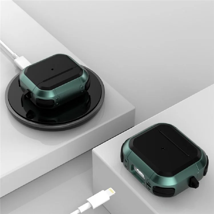 Para AirPods Pro 2 Carbon Charging Case Cover Bluetooth Earbuds Protector Shockproof Cover Dual Color TPU+PC Case com Fivela - Branco