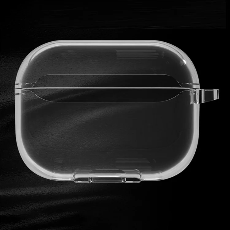 For AirPods Pro 2 Protective Cover Soft TPU Transparent Shockproof Case with Carabiner Hook