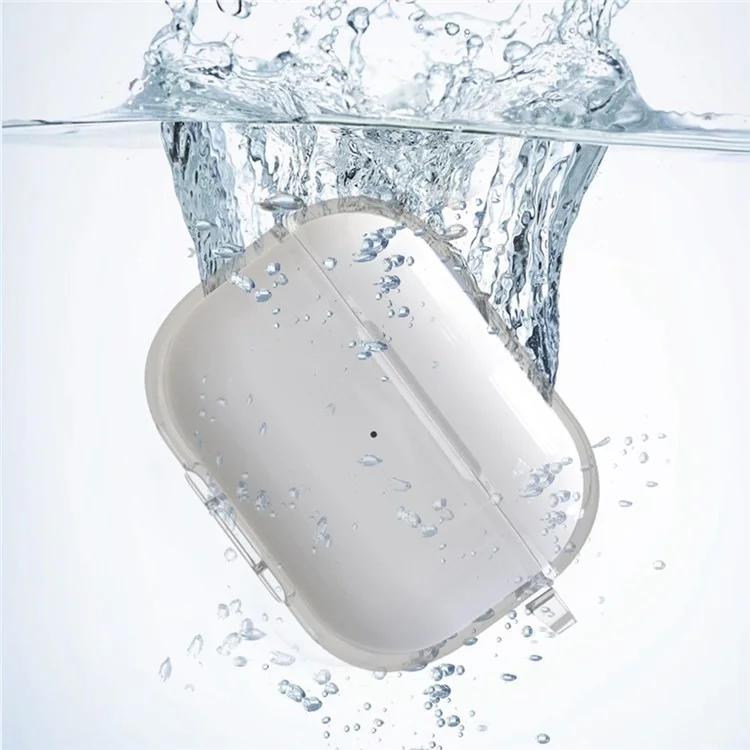Para AirPods Pro 2 / Pro Carcasa Protectora Suave de TPU Transparente a Prueba de Golpes con Gancho Mosquetón