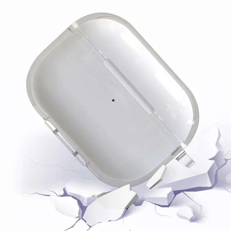 Para AirPods Pro 2 / Pro Carcasa Protectora Suave de TPU Transparente a Prueba de Golpes con Gancho Mosquetón