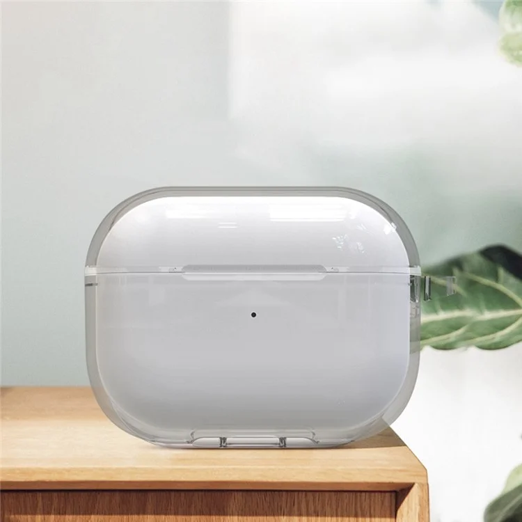 Para AirPods Pro 2 / Pro Carcasa Protectora Suave de TPU Transparente a Prueba de Golpes con Gancho Mosquetón