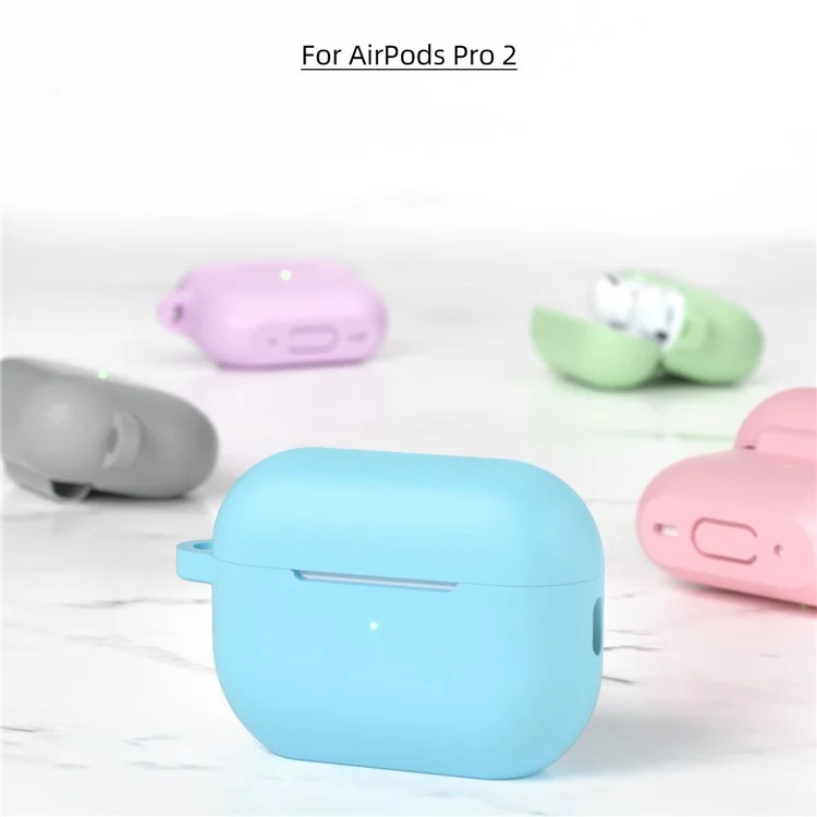 Для AirPods Pro 2 Bluetooth Silicone Silicone Protective Case Flat Bottom Antiplop Cover (толщина 2 Мм) - Голубое Небо