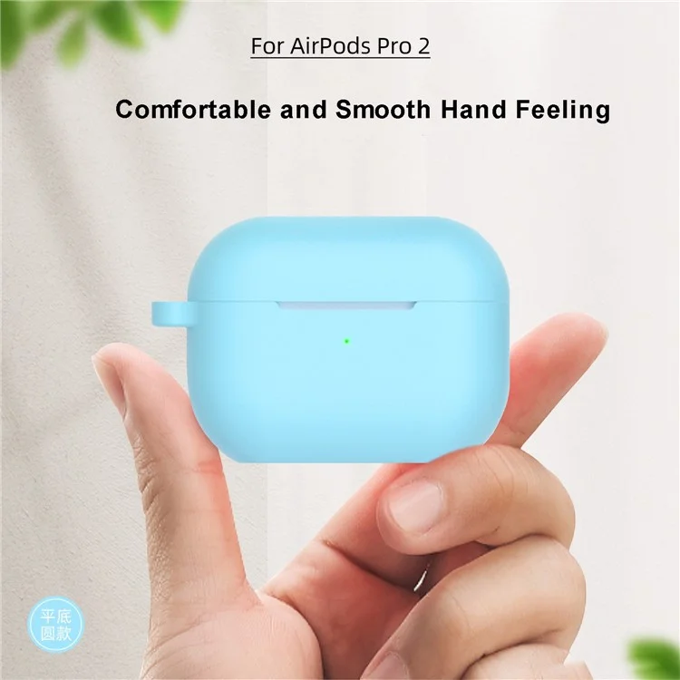Для AirPods Pro 2 Bluetooth Silicone Silicone Protective Case Flat Bottom Antiplop Cover (толщина 2 Мм) - Голубое Небо