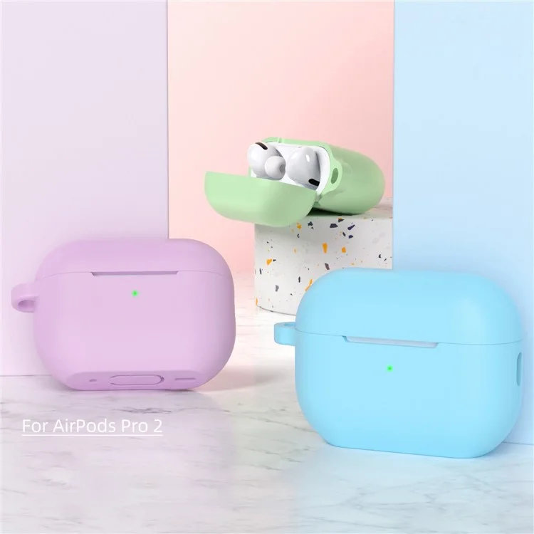 Для AirPods Pro 2 Bluetooth Silicone Silicone Protective Case Flat Bottom Antiplop Cover (толщина 2 Мм) - Голубое Небо