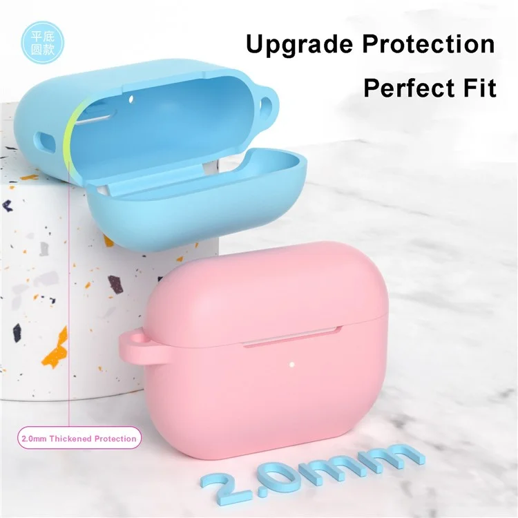 Для AirPods Pro 2 Bluetooth Silicone Silicone Protective Case Flat Bottom Antiplop Cover (толщина 2 Мм) - Голубое Небо