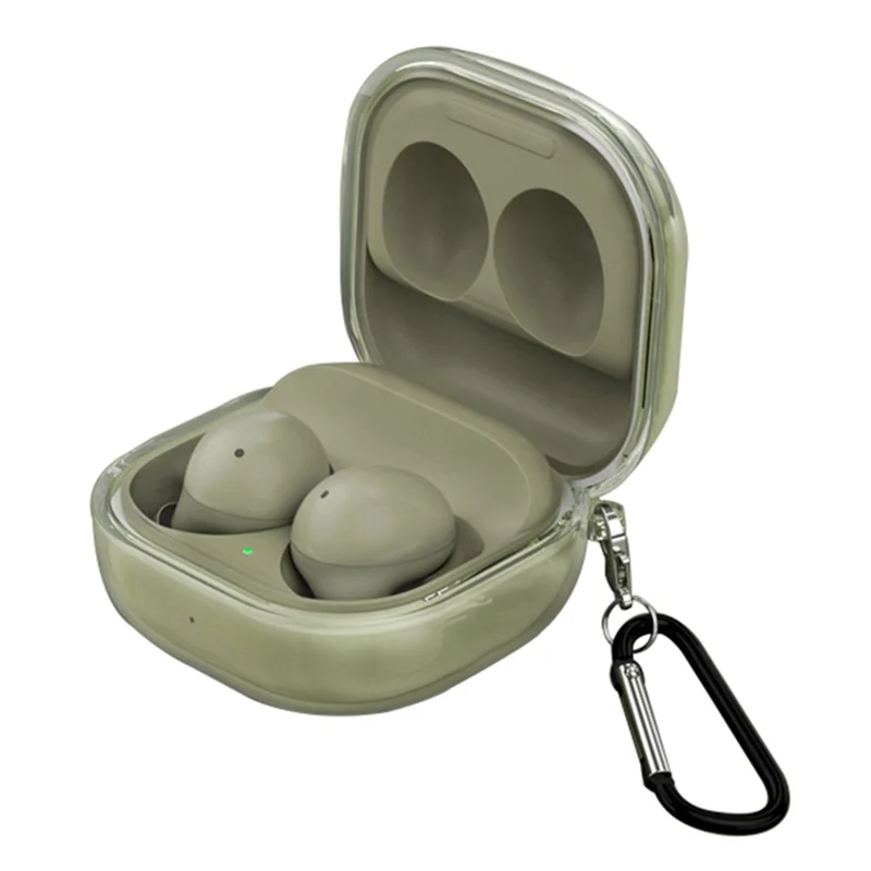 For Samsung Galaxy Buds Live / Buds Pro / Buds 2 / Buds 2 Pro Anti-Fall Protector TPU Case Bluetooth-compatible Headset Charging Case Cover with Buckle - Green