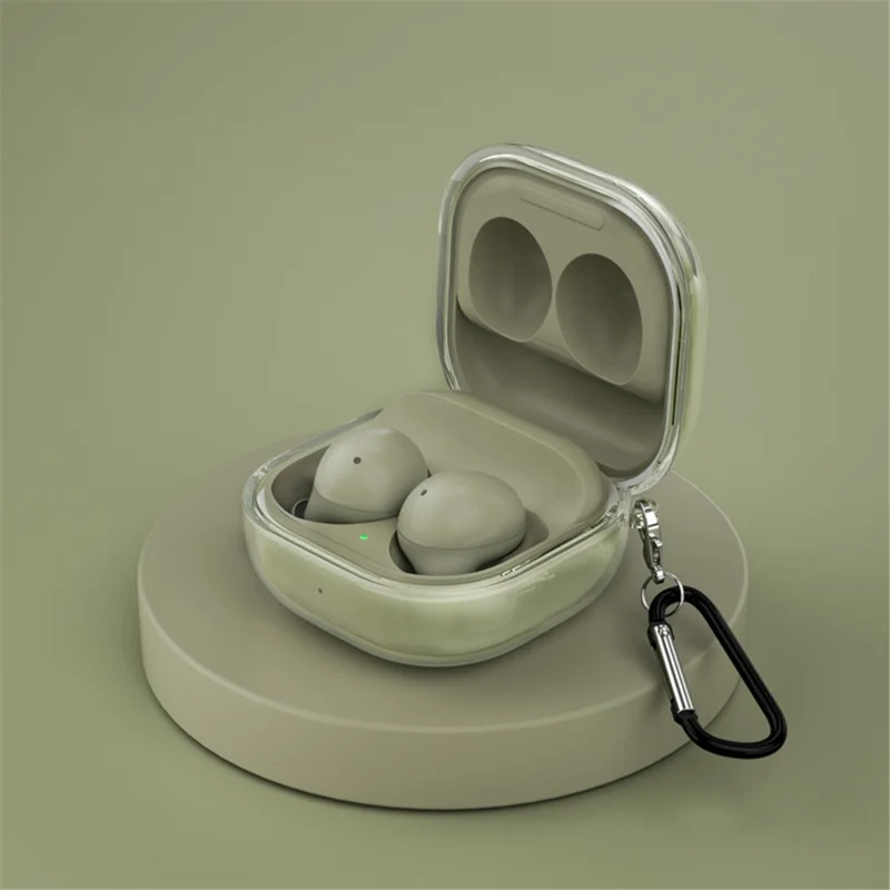 For Samsung Galaxy Buds Live / Buds Pro / Buds 2 / Buds 2 Pro Anti-Fall Protector TPU Case Bluetooth-compatible Headset Charging Case Cover with Buckle - Green