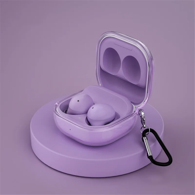 For Samsung Galaxy Buds Live / Buds Pro / Buds 2 / Buds 2 Pro Anti-Fall Protector TPU Case Bluetooth-compatible Headset Charging Case Cover with Buckle - Purple