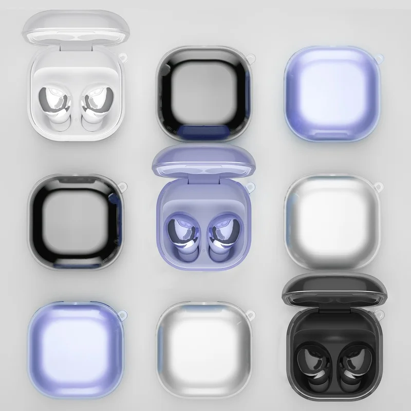 For Samsung Galaxy Buds Live / Buds Pro / Buds 2 / Buds 2 Pro Anti-Fall Protector TPU Case Bluetooth-compatible Headset Charging Case Cover with Buckle - Purple