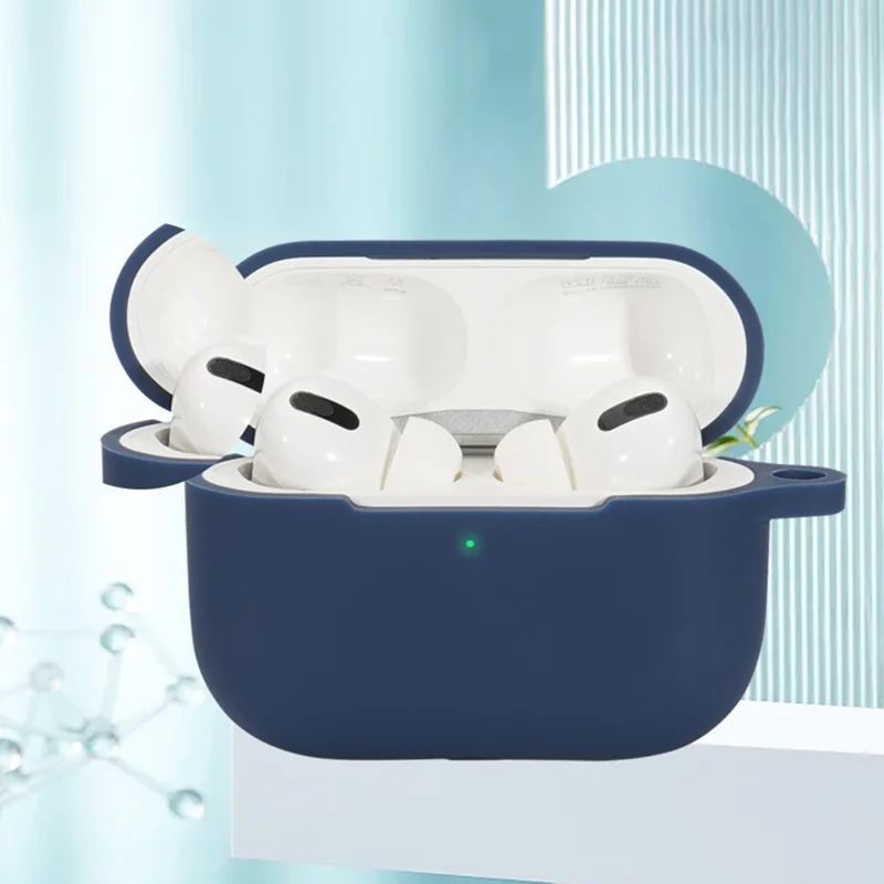 3 in 1 For AirPods Pro 2 Bluetooth-compatible Earphone Silicone Protective Cover + Anti-lost Rope + Hanging Buckle - Blue