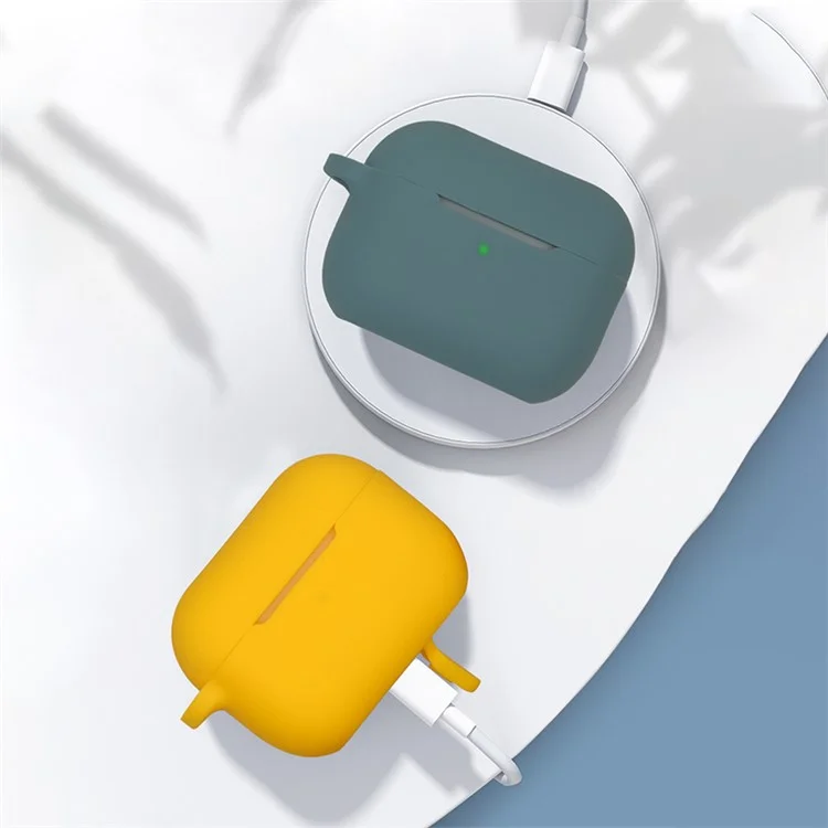 For AirPods Pro 2 Soft Silicone Protective Cover Dust-Proof Ear Bud Earphone Case with Anti-Lost Buckle - White