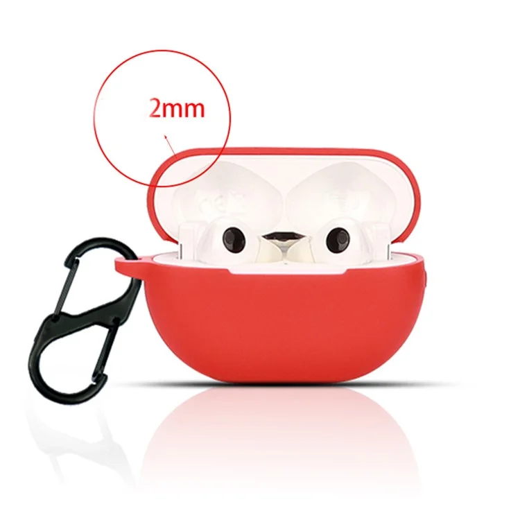 For Huawei FreeBuds Pro 2 Bluetooth Earphone Silicone Case Dust Plug Design Protective Cover with Anti-lost Buckle - Red