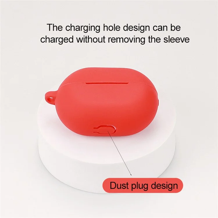 For Huawei FreeBuds Pro 2 Bluetooth Earphone Silicone Case Dust Plug Design Protective Cover with Anti-lost Buckle - Red