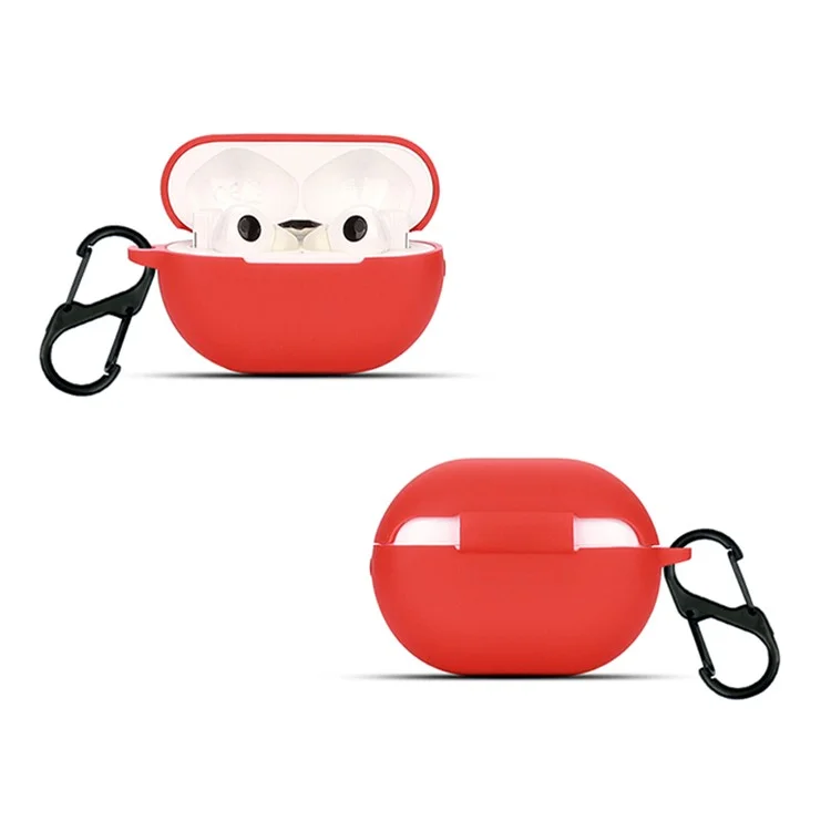 For Huawei FreeBuds Pro 2 Bluetooth Earphone Silicone Case Dust Plug Design Protective Cover with Anti-lost Buckle - Red