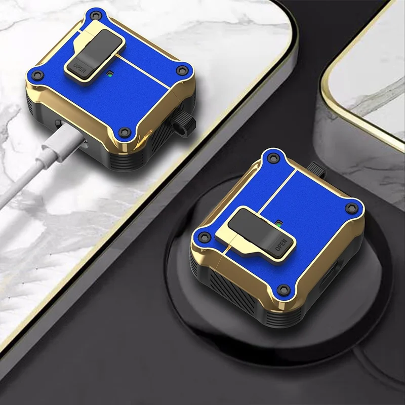 For Apple AirPods 3 Protective Cover Bluetooth-compatible Earbuds Case TPU+PC + Hardware Shockproof Cover with Auto Opening Lock - Silver