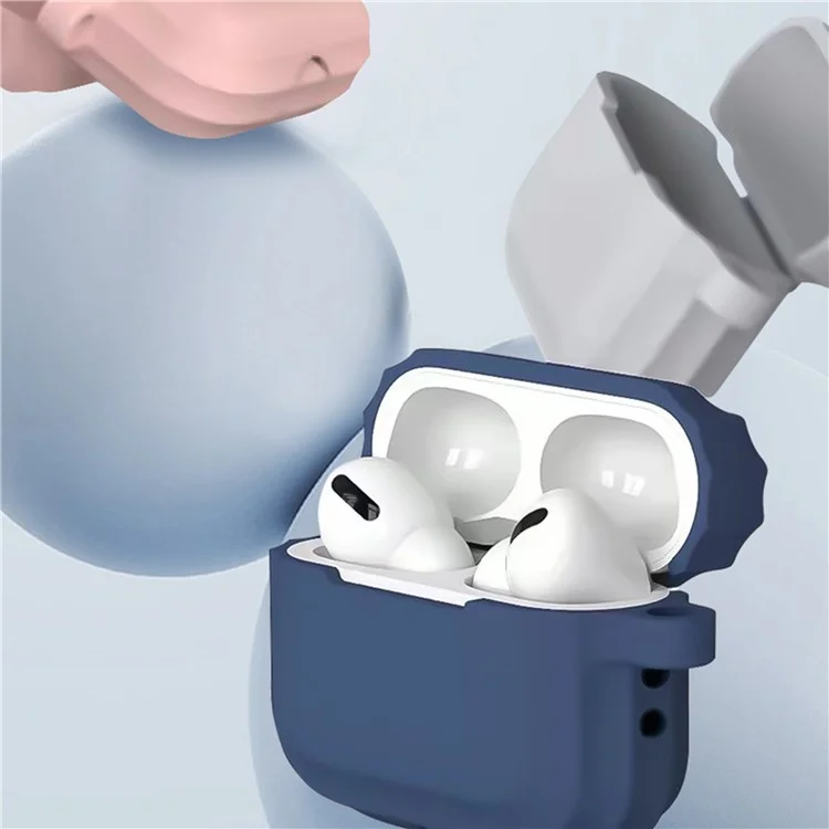 Para AirPods Pro 2 Stripe Silicone Case Shock-shock-showring Protective Aurphone Cover With Keychain - Blanco
