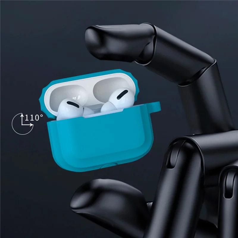 For AirPods Pro 2 Stripe Silicone Case Shock-Absorbing Protective Earphone Cover with Keychain - Mint Green