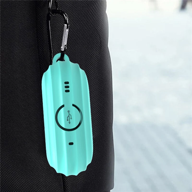 For AirPods Pro 2 Stripe Silicone Case Shock-Absorbing Protective Earphone Cover with Keychain - Mint Green