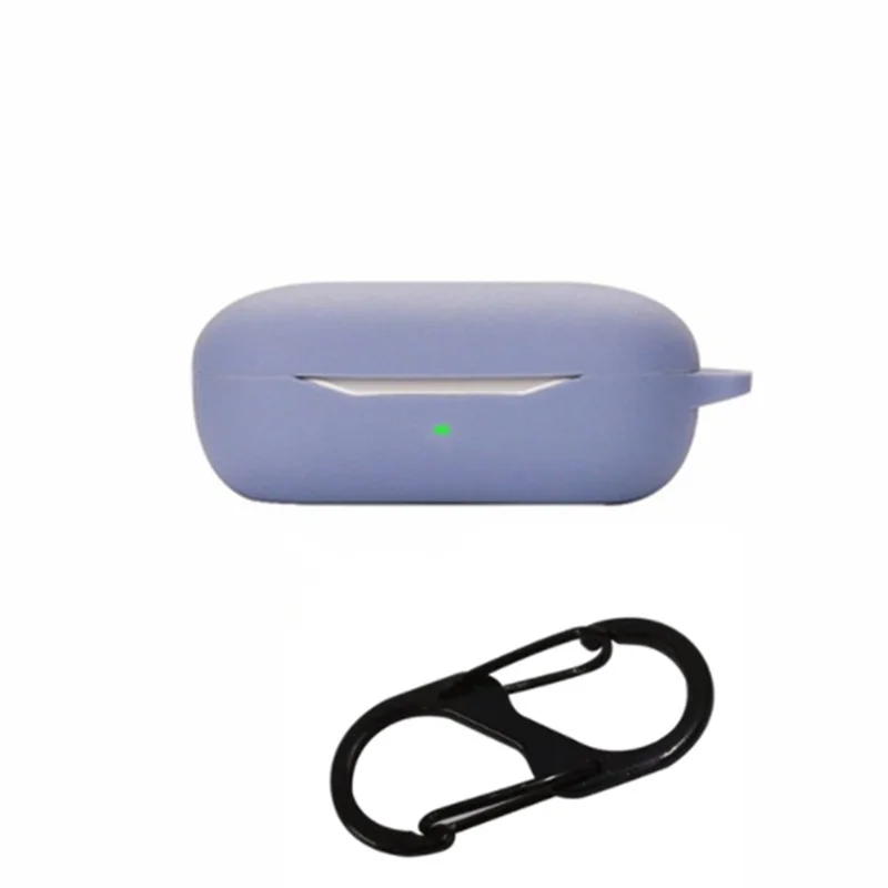Drop Protection Case for Huawei FreeBuds SE Earphone Charging Box, Silicone Soft Cover with Carrying Buckle - Purple