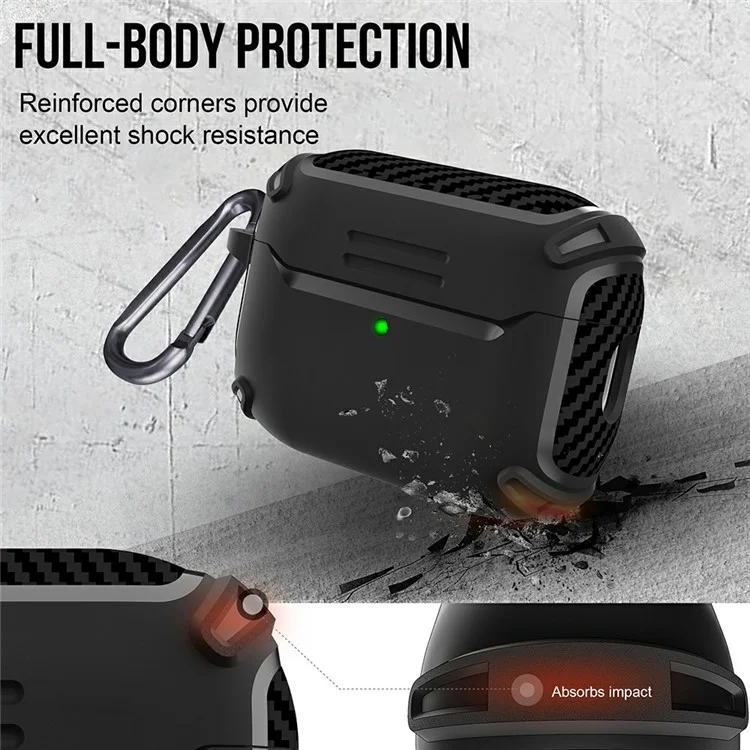 Per AirPods Pro 2 Bluetooth Earphone TPU Protective Case Carbon Fiber Texture Anti-drop Cover - Nero