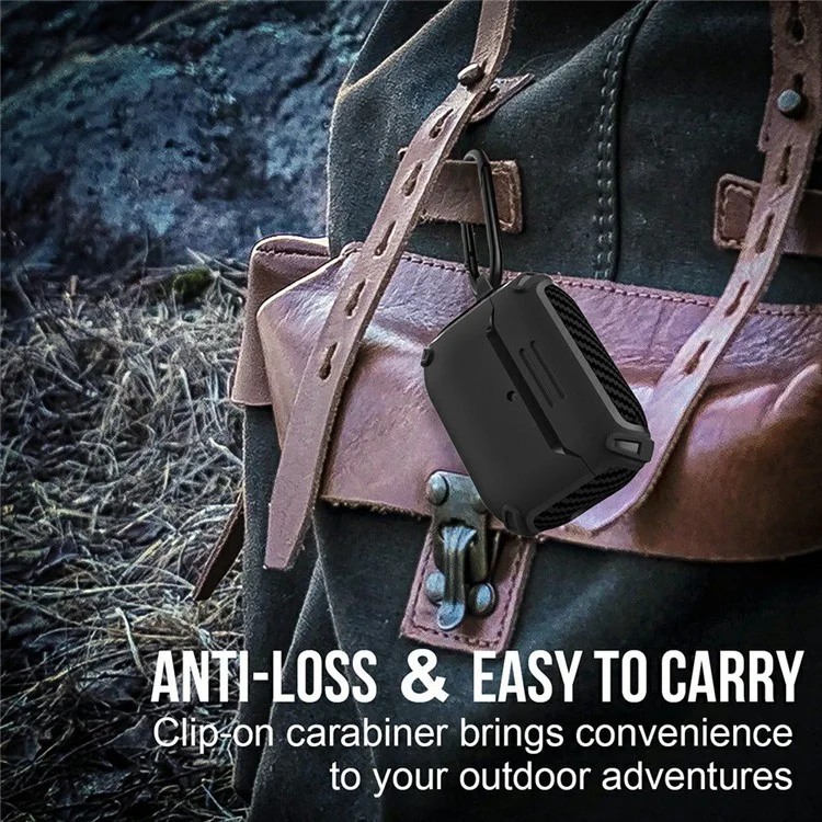 Per AirPods Pro 2 Bluetooth Earphone TPU Protective Case Carbon Fiber Texture Anti-drop Cover - Nero