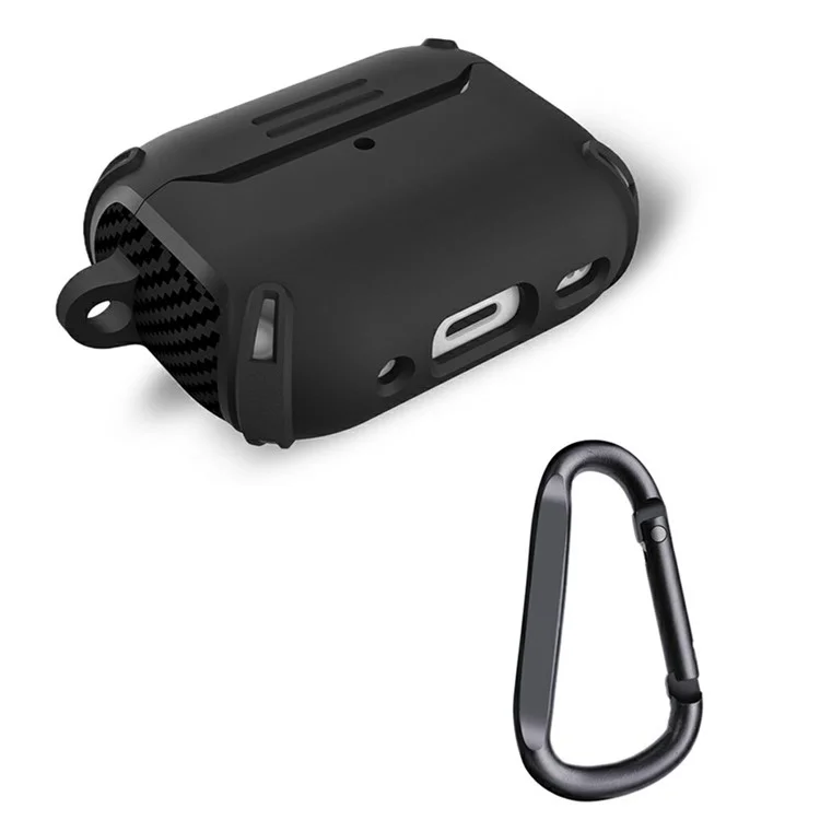 Per AirPods Pro 2 Bluetooth Earphone TPU Protective Case Carbon Fiber Texture Anti-drop Cover - Nero