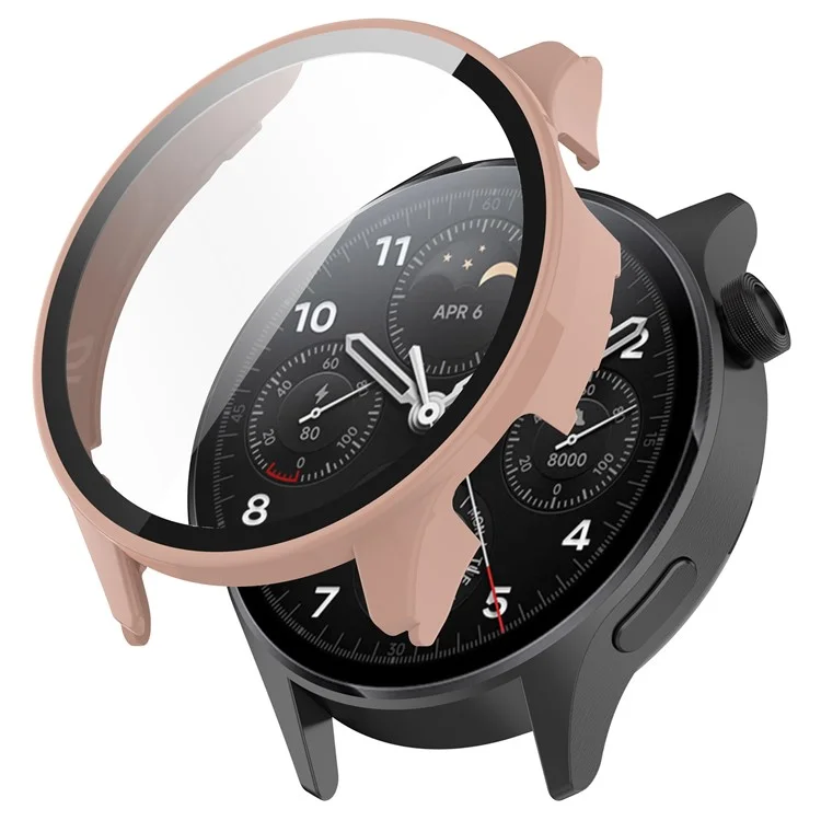 Case de PC Rígido Anti-arranhão Para Xiaomi Watch S1 Pro Smart Watch Protective Case Com Protetor de Tela de Vidro Temperado - Rosa